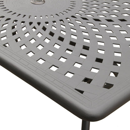67" Black Aluminum Outdoor Dining Table – Modern Mesh Rectangle Table with UV‑Resistant Powder‑Coated Finish
