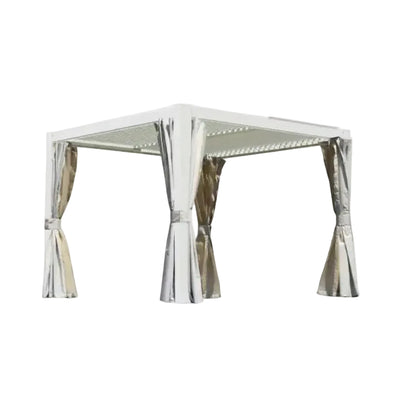 Pergola Louvered Aluminum White 10x10ft Adjustable Roof Drainage
