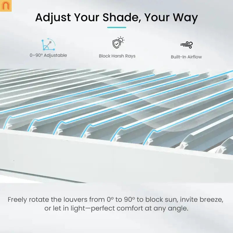 Pergola Louvered Aluminum White 10x10ft Adjustable Roof Drainage