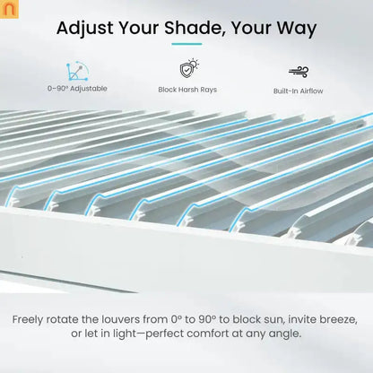 Pergola Louvered Aluminum White 10x10ft Adjustable Roof Drainage