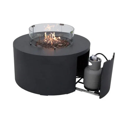 Elementi Pacaya 43" Round GFRC Outdoor Fire Table – OFG311 (45,000 BTU)
