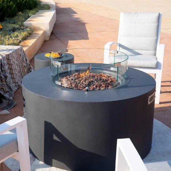 Elementi Pacaya 43" Round GFRC Outdoor Fire Table – OFG311 (45,000 BTU)