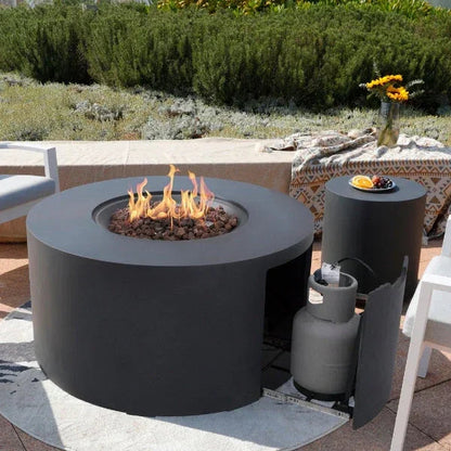 Elementi Pacaya 43" Round GFRC Outdoor Fire Table – OFG311 (45,000 BTU)