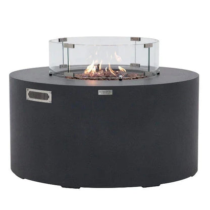 Elementi Pacaya 43" Round GFRC Outdoor Fire Table – OFG311 (45,000 BTU)