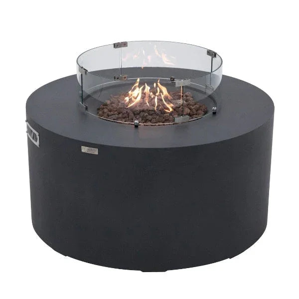 Elementi Pacaya 43" Round GFRC Outdoor Fire Table – OFG311 (45,000 BTU)