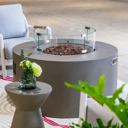 Elementi Pacaya 43" Round GFRC Outdoor Fire Table – OFG311 (45,000 BTU)