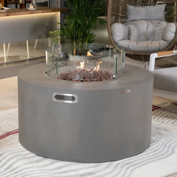 Elementi Pacaya 43" Round GFRC Outdoor Fire Table – OFG311 (45,000 BTU)