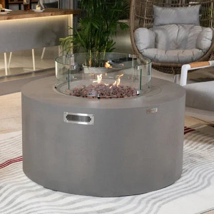Elementi Pacaya 43" Round GFRC Outdoor Fire Table – OFG311 (45,000 BTU)