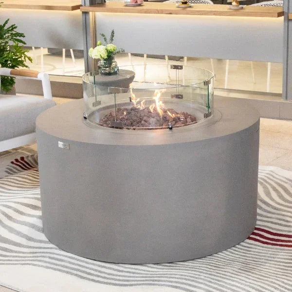 Elementi Pacaya 43" Round GFRC Outdoor Fire Table – OFG311 (45,000 BTU)