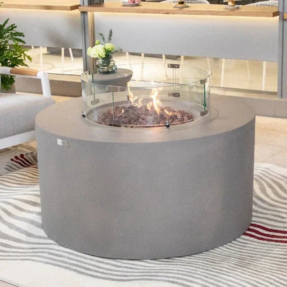 Elementi Pacaya 43" Round GFRC Outdoor Fire Table – OFG311 (45,000 BTU)