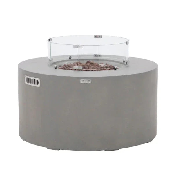 Elementi Pacaya 43" Round GFRC Outdoor Fire Table – OFG311 (45,000 BTU)