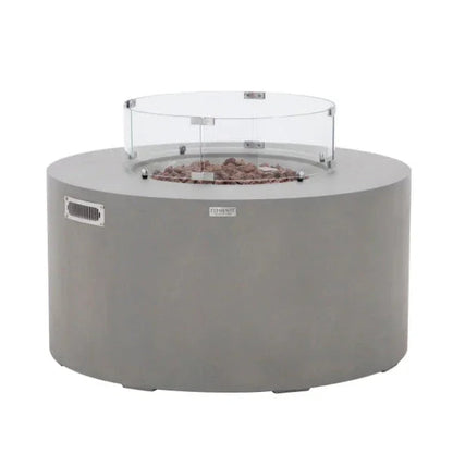 Elementi Pacaya 43" Round GFRC Outdoor Fire Table – OFG311 (45,000 BTU)