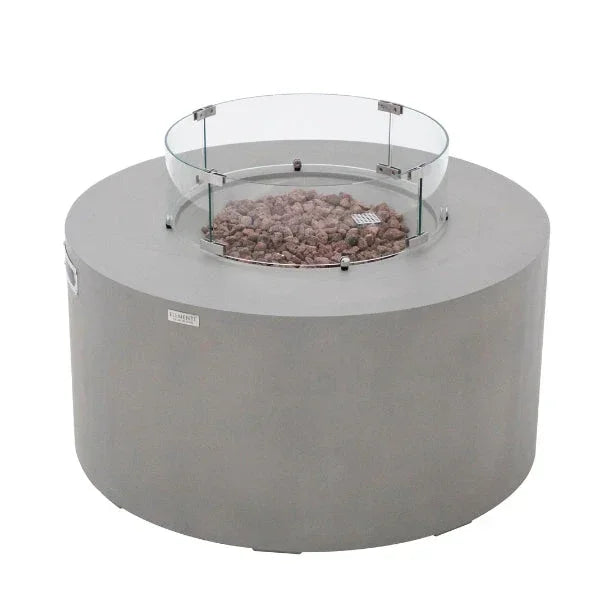 Elementi Pacaya 43" Round GFRC Outdoor Fire Table – OFG311 (45,000 BTU)