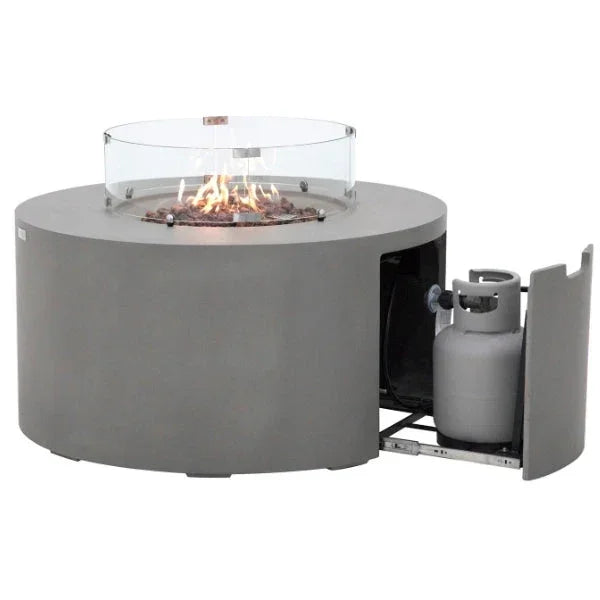 Elementi Pacaya 43" Round GFRC Outdoor Fire Table – OFG311 (45,000 BTU)