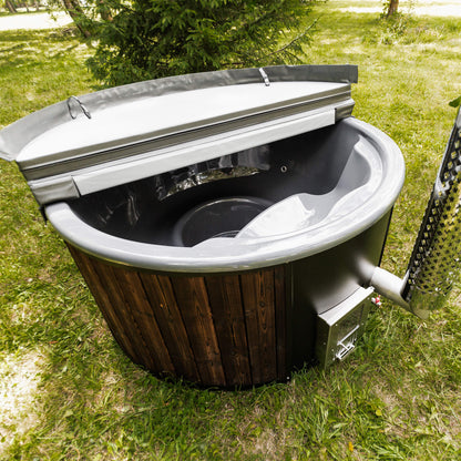 4‑Person Wood‑Fired Hot Tub – ThermoWood® Exterior, Fiberglass Insert & Fast 90‑Minute Heating