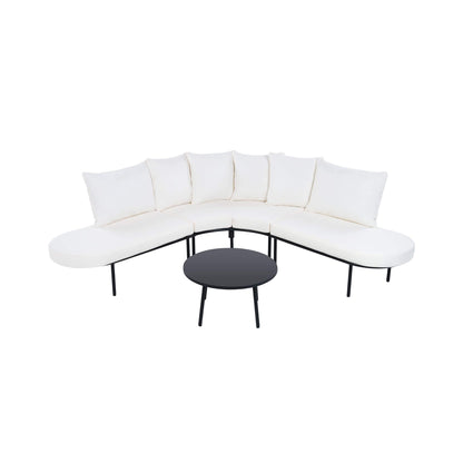 Curved 6‑Person Patio Sofa Set — 4.72" Cushions, Iron Frame & Adjustable Feet