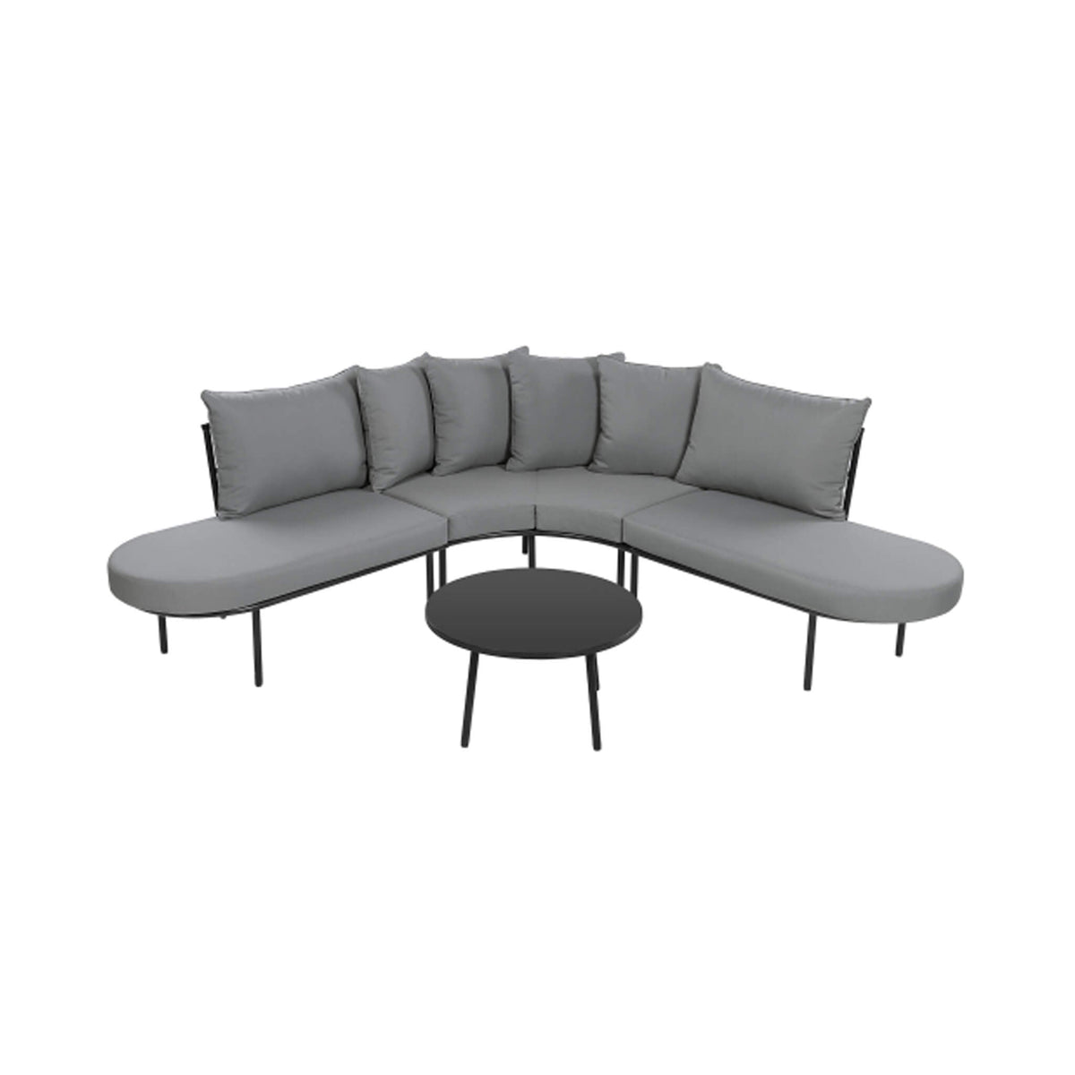 Curved 6‑Person Patio Sofa Set — 4.72" Cushions, Iron Frame & Adjustable Feet