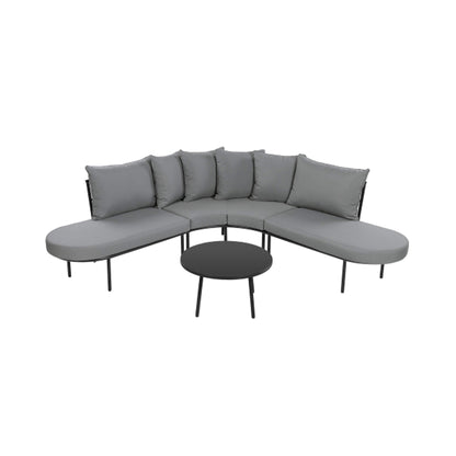 Curved 6‑Person Patio Sofa Set — 4.72" Cushions, Iron Frame & Adjustable Feet