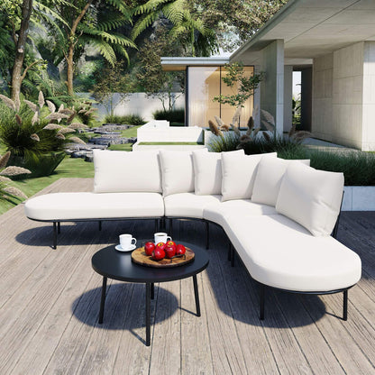 Curved 6‑Person Patio Sofa Set — 4.72" Cushions, Iron Frame & Adjustable Feet