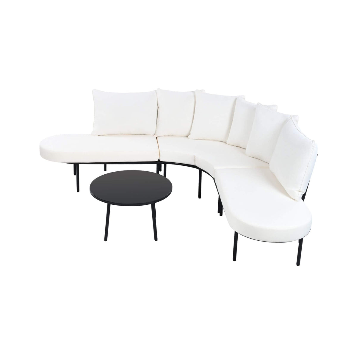 Curved 6‑Person Patio Sofa Set — 4.72" Cushions, Iron Frame & Adjustable Feet