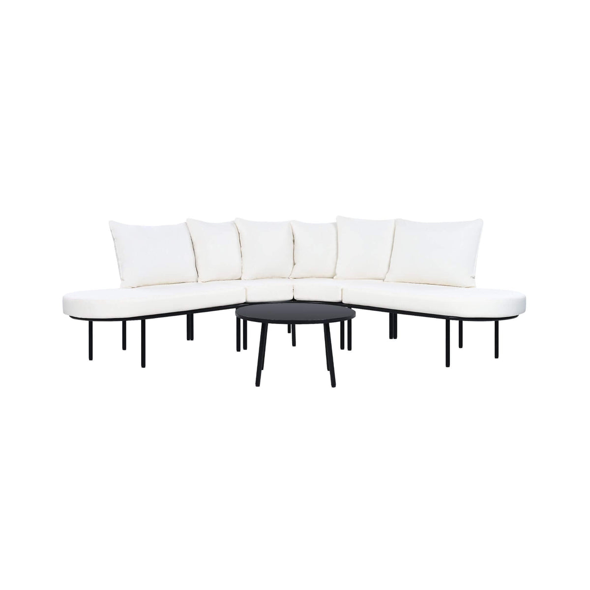 Curved 6‑Person Patio Sofa Set — 4.72" Cushions, Iron Frame & Adjustable Feet