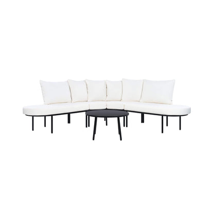 Curved 6‑Person Patio Sofa Set — 4.72" Cushions, Iron Frame & Adjustable Feet