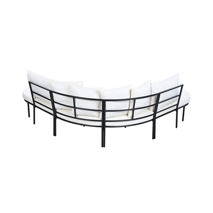 Curved 6‑Person Patio Sofa Set — 4.72" Cushions, Iron Frame & Adjustable Feet
