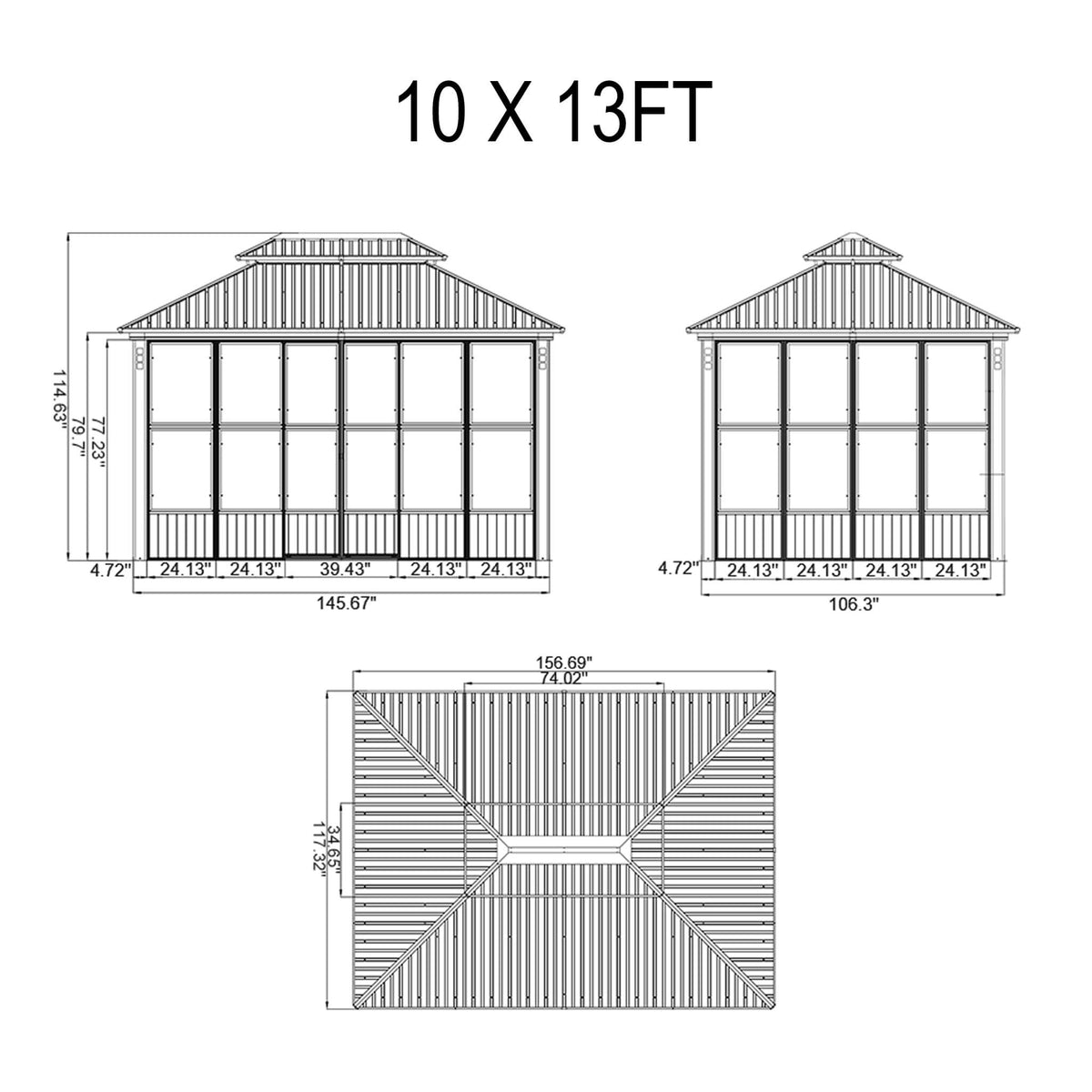 Outdoor Patio Solarium Sunroom – All‑Weather Aluminum Enclosed Garden Room with Sliding Doors