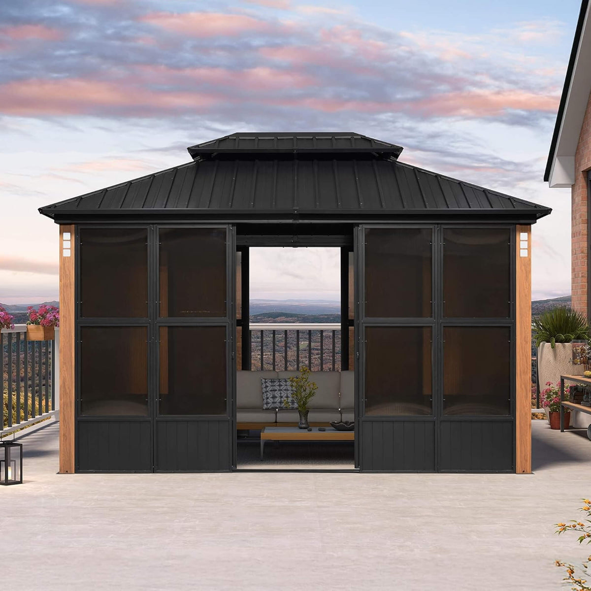 Outdoor Patio Solarium Sunroom – All‑Weather Aluminum Enclosed Garden Room with Sliding Doors