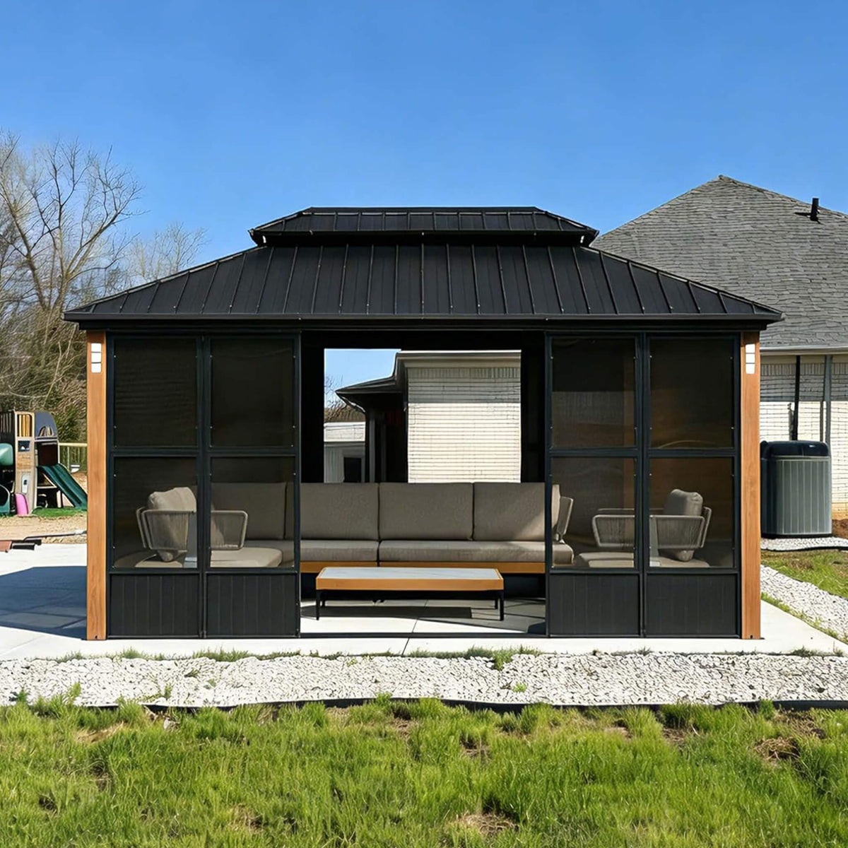 Outdoor Patio Solarium Sunroom – All‑Weather Aluminum Enclosed Garden Room with Sliding Doors