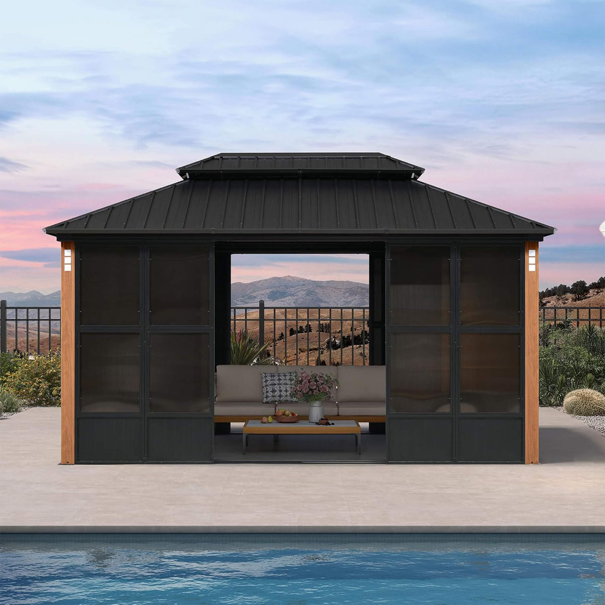 Outdoor Patio Solarium Sunroom – All‑Weather Aluminum Enclosed Garden Room with Sliding Doors