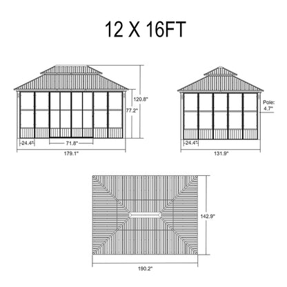 Outdoor Patio Solarium Sunroom – All‑Weather Aluminum Enclosed Garden Room with Sliding Doors