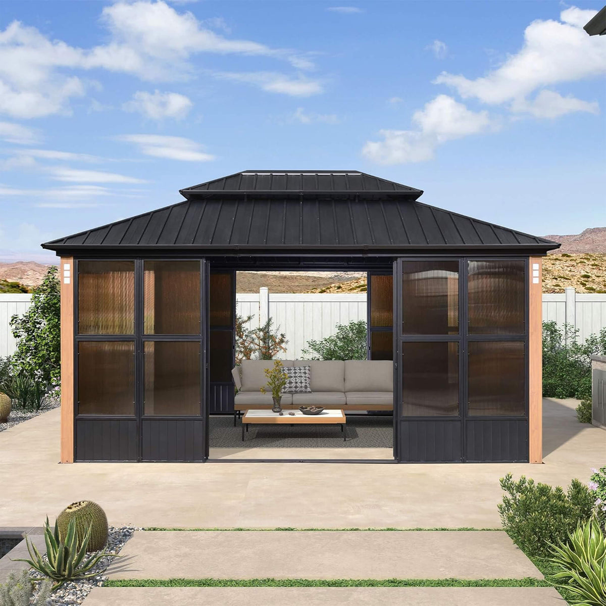 Outdoor Patio Solarium Sunroom – All‑Weather Aluminum Enclosed Garden Room with Sliding Doors