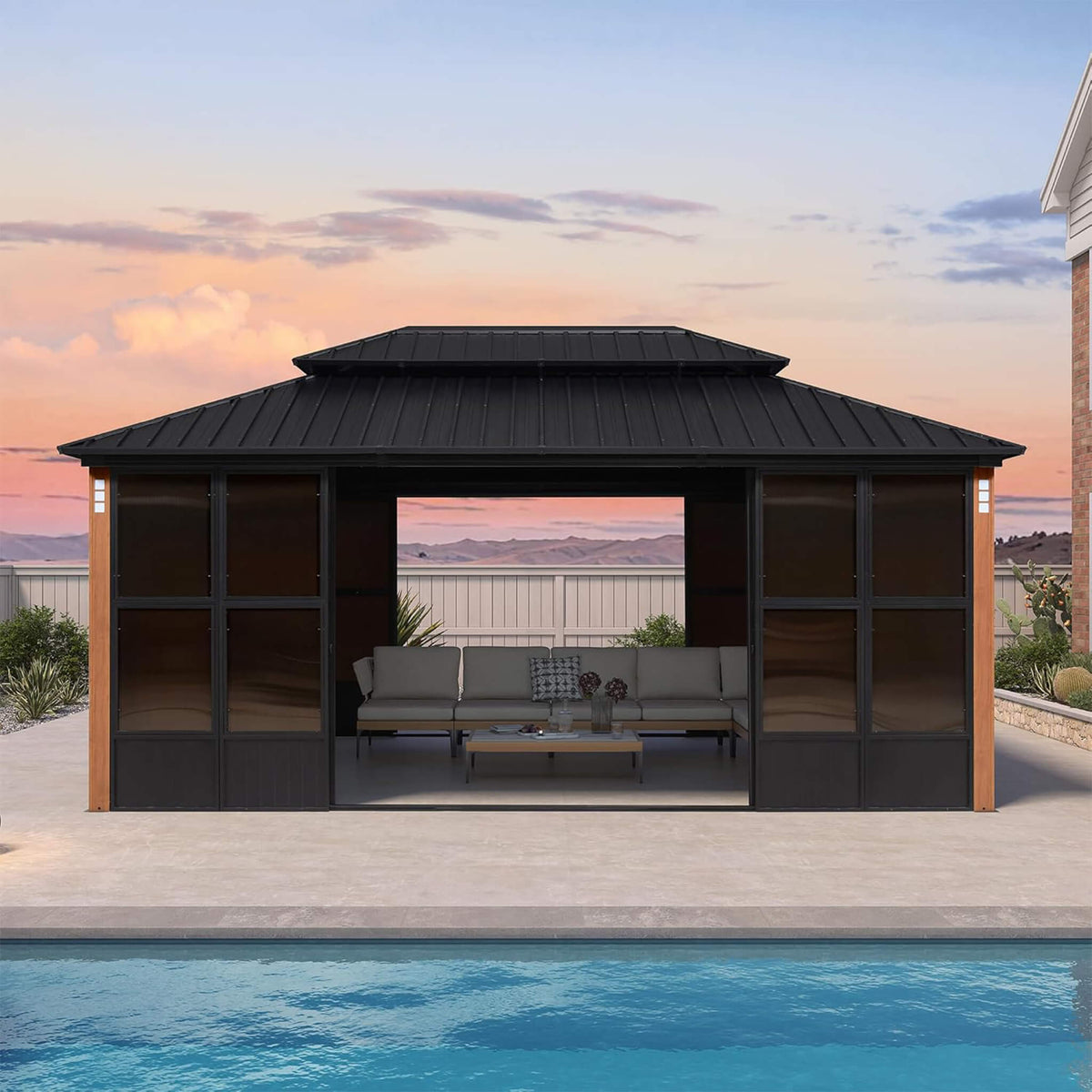 Outdoor Patio Solarium Sunroom – All‑Weather Aluminum Enclosed Garden Room with Sliding Doors