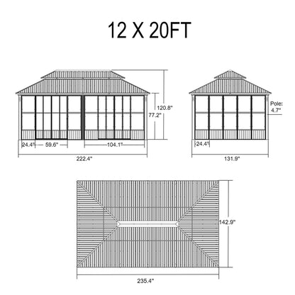 Outdoor Patio Solarium Sunroom – All‑Weather Aluminum Enclosed Garden Room with Sliding Doors