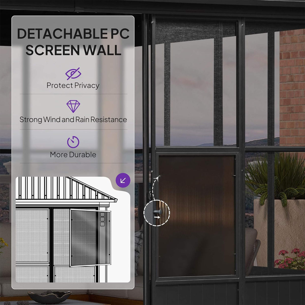 Outdoor Patio Solarium Sunroom – All‑Weather Aluminum Enclosed Garden Room with Sliding Doors