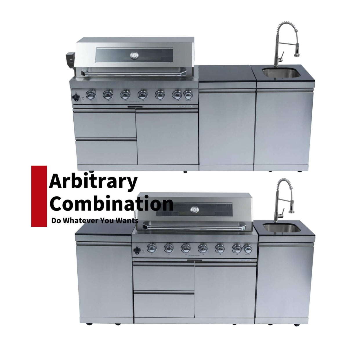 Castelle Flame Tuscany 96-inch 6‑Burner 85K BTU Propane Outdoor Kitchen Grill Island