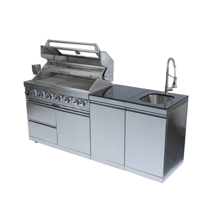 Castelle Flame Tuscany 96-inch 6‑Burner 85K BTU Propane Outdoor Kitchen Grill Island