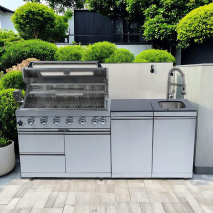 Castelle Flame Tuscany 96-inch 6‑Burner 85K BTU Propane Outdoor Kitchen Grill Island