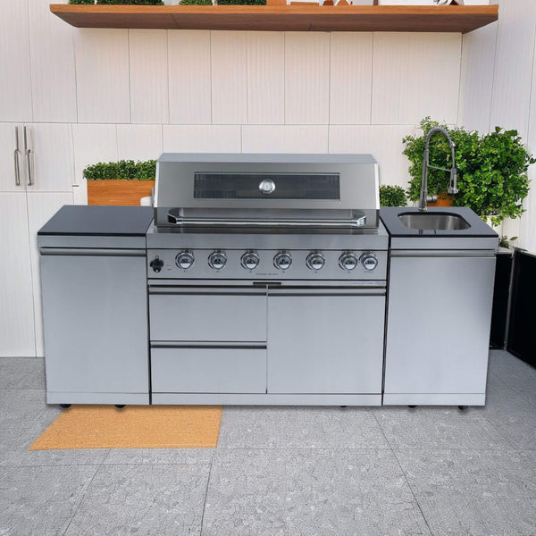 Castelle Flame Tuscany 96-inch 6‑Burner 85K BTU Propane Outdoor Kitchen Grill Island