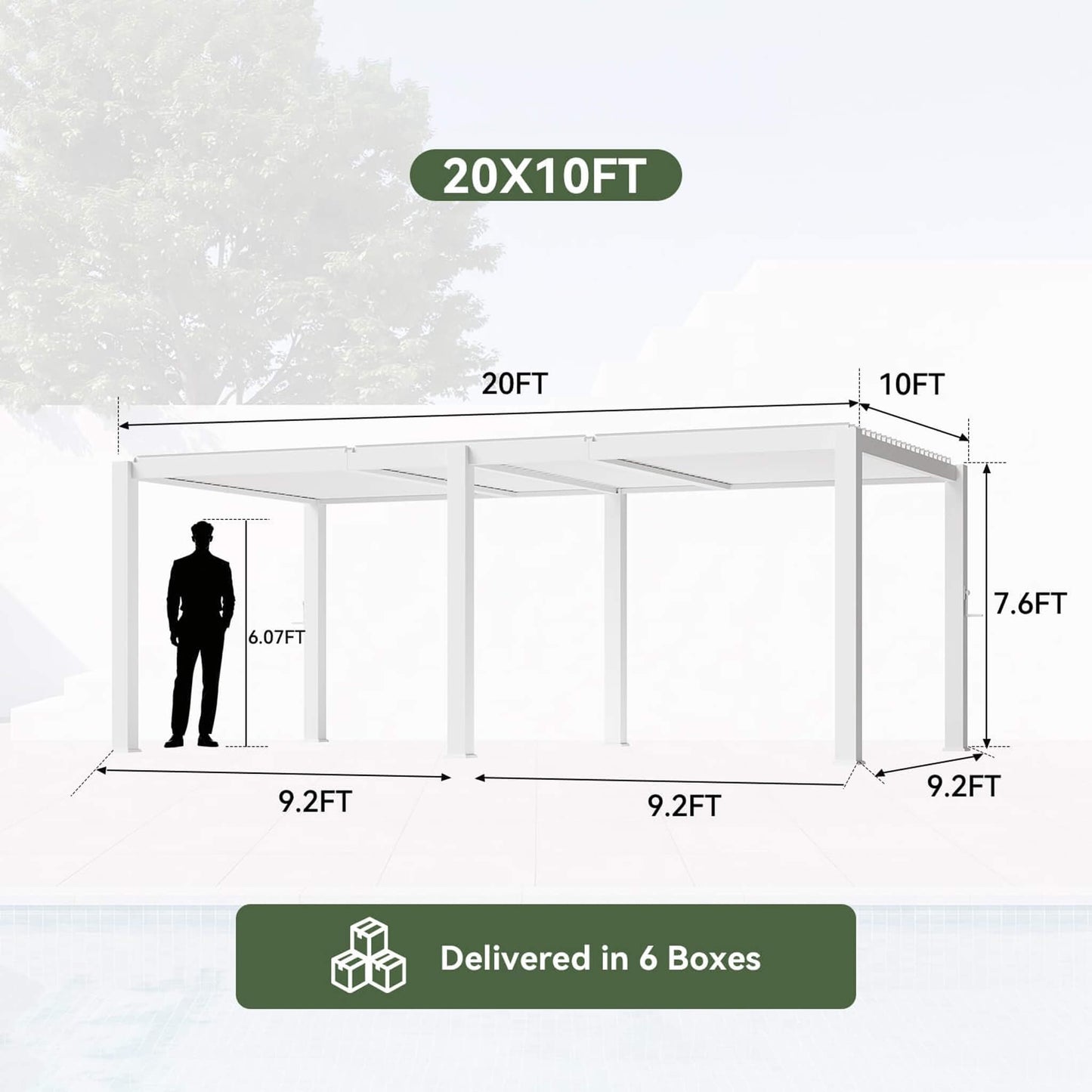 Alora Premium White Outdoor Metal Louvered Pergola With Drainage System-White