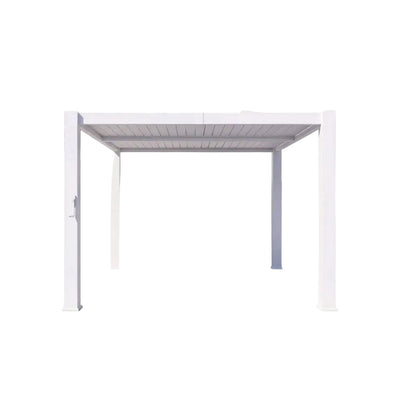 Alora Premium White Outdoor Metal Louvered Pergola With Drainage System-White