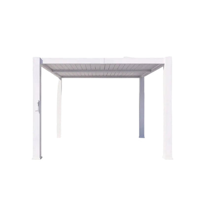 Alora Premium White Outdoor Metal Louvered Pergola With Drainage System-White