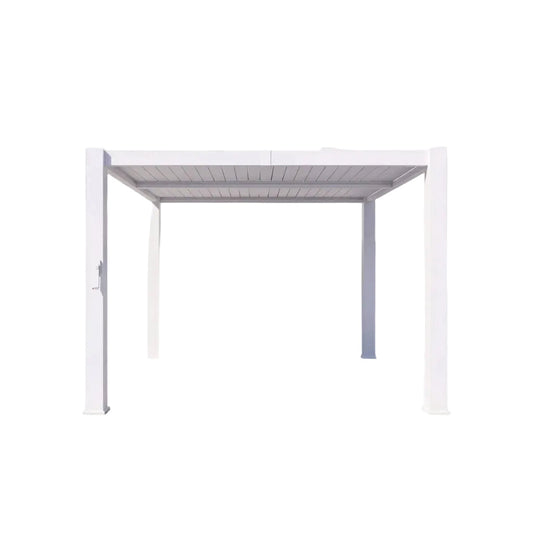 Alora Premium White Outdoor Metal Louvered Pergola With Drainage System-White