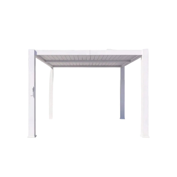 Alora Premium White Outdoor Metal Louvered Pergola With Drainage System-White