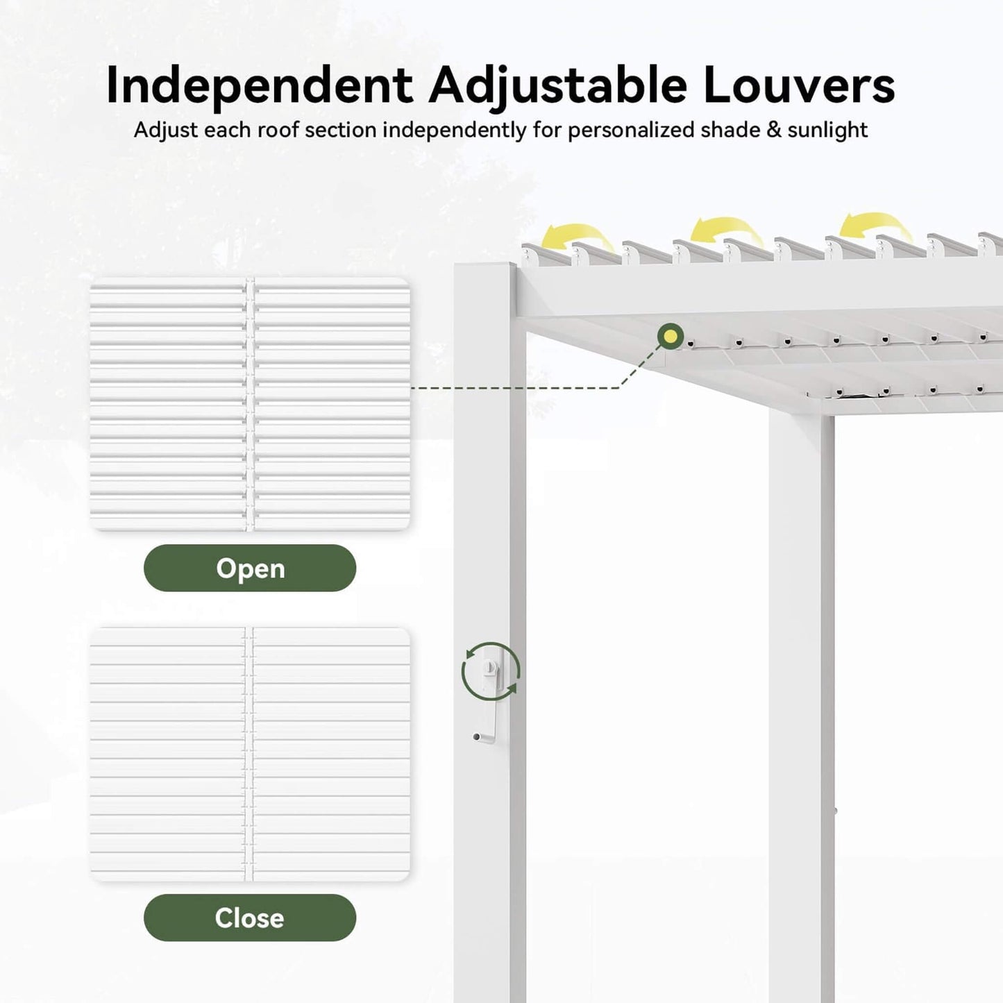 Alora Premium White Outdoor Metal Louvered Pergola With Drainage System-White