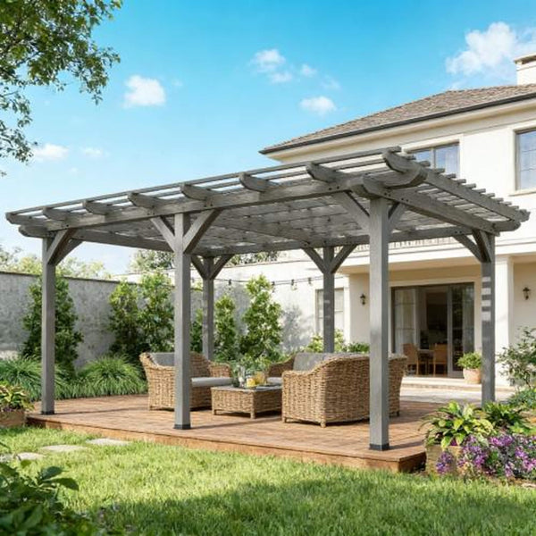 09X12FT Alora Premium Outdoor Wooden Grape Trellis Pergola