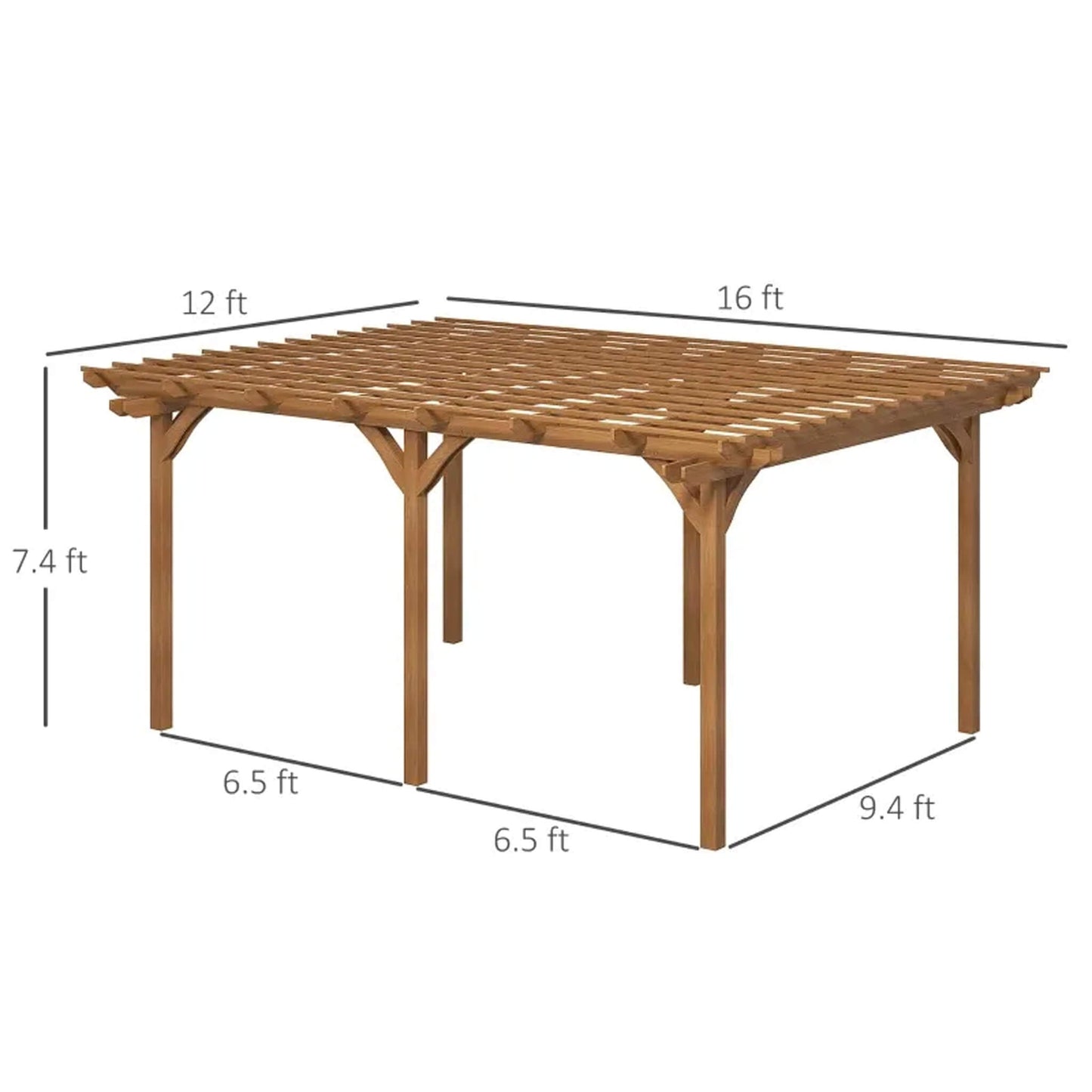 09X12FT Alora Premium Outdoor Wooden Grape Trellis Pergola
