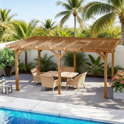 09X12FT Alora Premium Outdoor Wooden Grape Trellis Pergola
