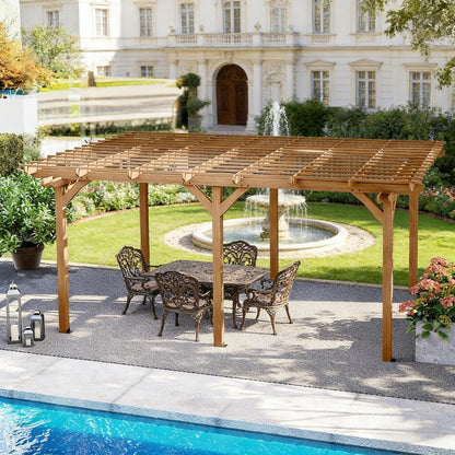 09X12FT Alora Premium Outdoor Wooden Grape Trellis Pergola
